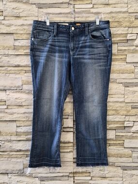 ​Anthropologie Pilcro Women's Jeans 31 Blue High Rise Cropped Straight Leg Raw H